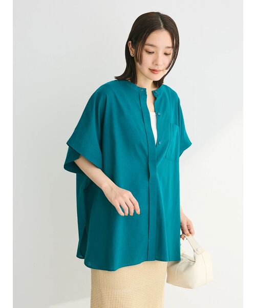 Green Parks(グリーンパークス)の「綿麻混ポンチョ風シャツ(シャツ/ブラウス・レディース・ブラック/グレイッシュベージュ/ブルーグリーン/オフホワイト・FREE)」の12枚目の写真