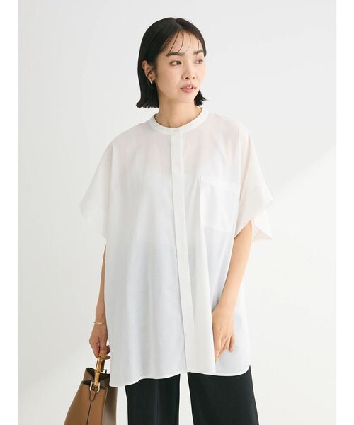 Green Parks(グリーンパークス)の「綿麻混ポンチョ風シャツ(シャツ/ブラウス・レディース・ブラック/グレイッシュベージュ/ブルーグリーン/オフホワイト・FREE)」の16枚目の写真