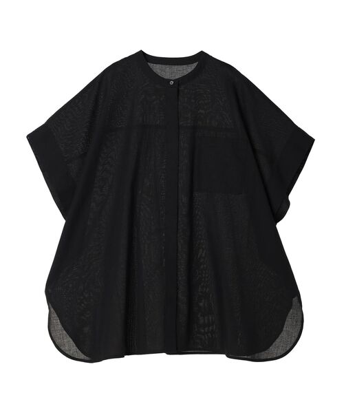 Green Parks(グリーンパークス)の「綿麻混ポンチョ風シャツ(シャツ/ブラウス・レディース・ブラック/グレイッシュベージュ/ブルーグリーン/オフホワイト・FREE)」の9枚目の写真