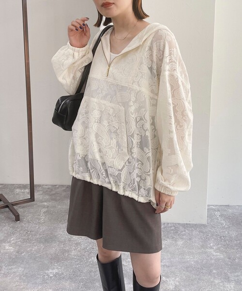 fredy emue（フレディエミュ）の「レースアノラックパーカー（シャツ/ブラウス・レディース・アイボリー/ブラック・38）」の9枚目の写真