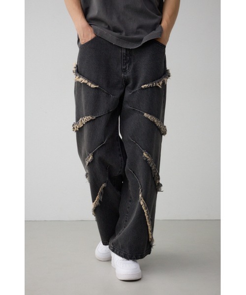 AZUL by moussy（アズールバイマウジー）の「AZUL DENIMフリンジワイド（デニムパンツ・メンズ・ライトブラック/ブルー・FREE）」の2枚目の写真