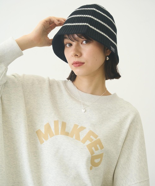 MILKFED.（ミルクフェド）の「STRIPE KNIT HAT（ハット・レディース・ブラック/ベージュ/ホワイト・ONE SIZE）」の18枚目の写真