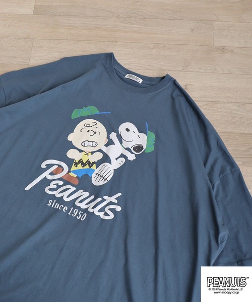 PEANUTS(ピーナッツ)の「PEANUTS KingBigTシャツ(Tシャツ/カットソー・メンズ・レモンイエロー/ネイビー系/ピンクベージュ/チャコール・F)」の3枚目の写真