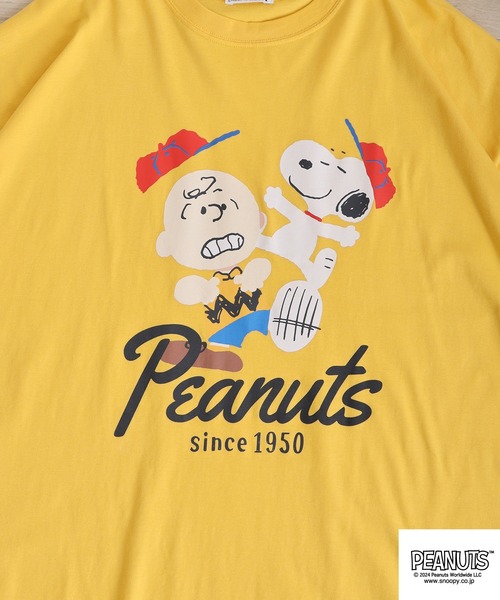 PEANUTS(ピーナッツ)の「PEANUTS KingBigTシャツ(Tシャツ/カットソー・メンズ・レモンイエロー/ネイビー系/ピンクベージュ/チャコール・F)」の8枚目の写真