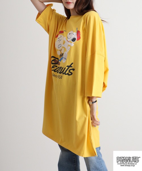 PEANUTS(ピーナッツ)の「PEANUTS KingBigTシャツ(Tシャツ/カットソー・メンズ・レモンイエロー/ネイビー系/ピンクベージュ/チャコール・F)」の19枚目の写真