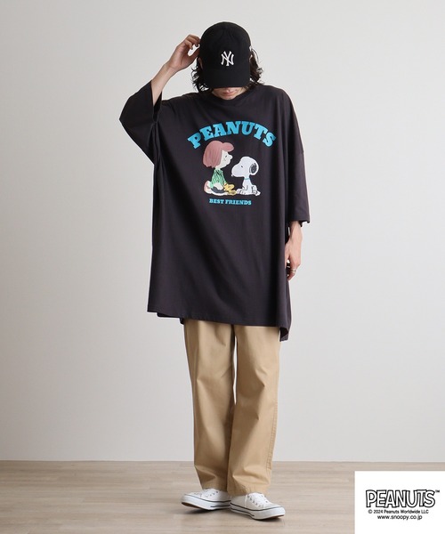 PEANUTS(ピーナッツ)の「PEANUTS KingBigTシャツ(Tシャツ/カットソー・メンズ・レモンイエロー/ネイビー系/ピンクベージュ/チャコール・F)」の13枚目の写真