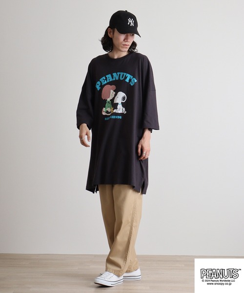 PEANUTS(ピーナッツ)の「PEANUTS KingBigTシャツ(Tシャツ/カットソー・メンズ・レモンイエロー/ネイビー系/ピンクベージュ/チャコール・F)」の14枚目の写真