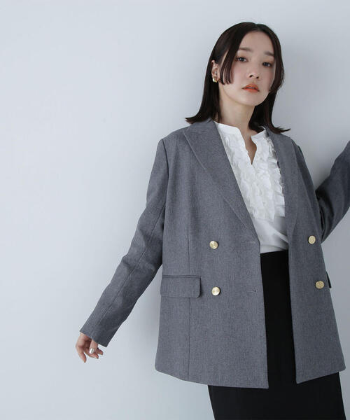 NATURAL BEAUTY BASIC（ナチュラルビューティーベーシック）の「◇ダブルブレストボクシージャケット（テーラードジャケット・レディース・グレー系その他/ブラウン系その他/ネイビー/キャメル・SMALL/MEDIUM）」の6枚目の写真