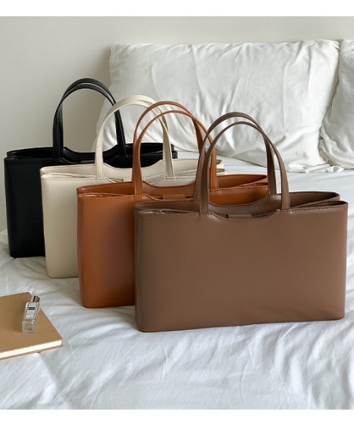 PIN(ピン)の「SMOOTH BOX TOTE BAG(トートバッグ・レディース・ダークブラウン/オフホワイト/ライトブラウン/ブラック・FREE)」の16枚目の写真