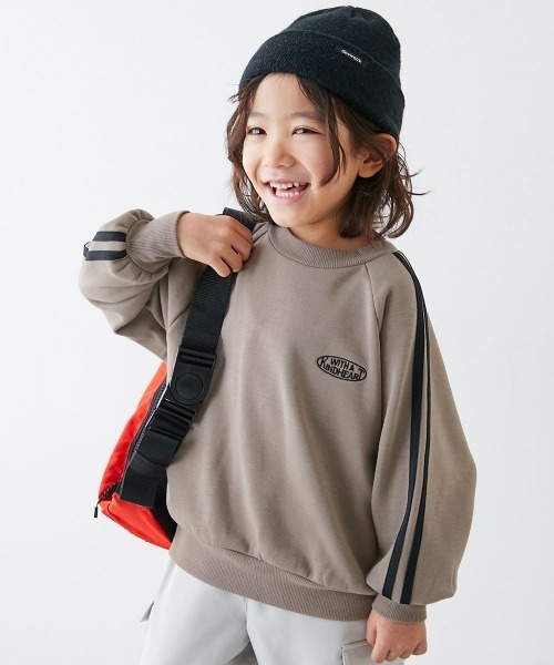 devirock（デビロック）の「RICH WARM 裏シャギー ライン トレーナー（スウェット・キッズ・アイボリー/ブラック/ブルー系その他5/ピンク系/グレー系・100cm/110cm/120cm/130cm/140cm/150cm/160cm）」の3枚目の写真