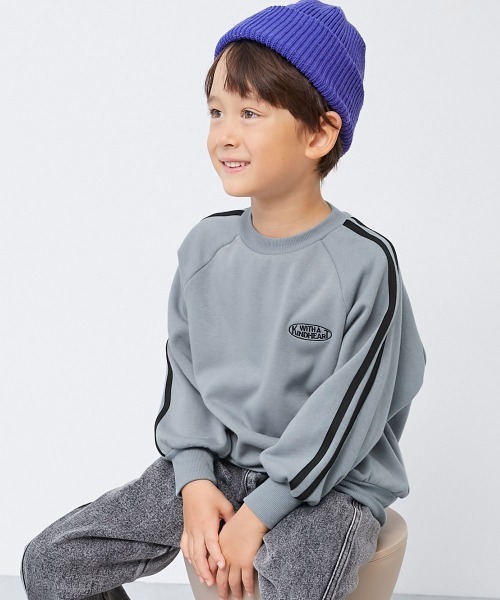 devirock（デビロック）の「RICH WARM 裏シャギー ライン トレーナー（スウェット・キッズ・アイボリー/ブラック/ブルー系その他5/ピンク系/グレー系・100cm/110cm/120cm/130cm/140cm/150cm/160cm）」の4枚目の写真