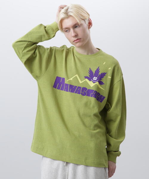 MANASTASH(マナスタッシュ)の「MANASTASH/マナスタッシュ HEMP L/S TEE SUN/ヘンプロングスリーブTシャツ サン(Tシャツ/カットソー・メンズ・その他5/ライトグリーン/ネイビー・M/L/S/XL)」の2枚目の写真