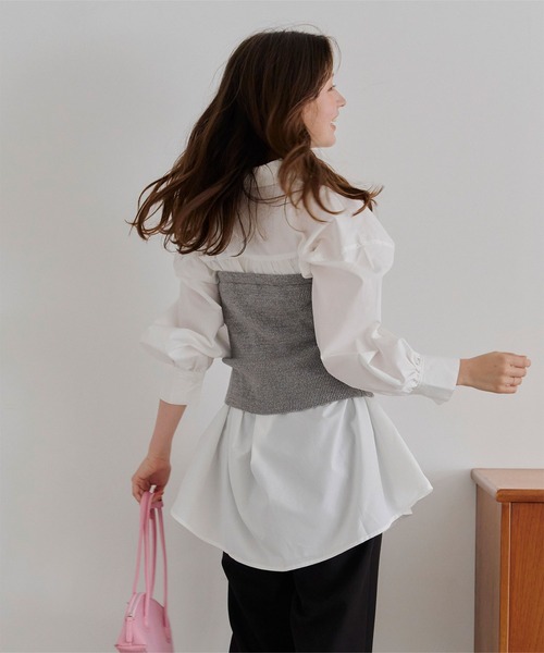 2way釦付きラメニットビスチェ（ベスト）｜titivate（ティティベイト