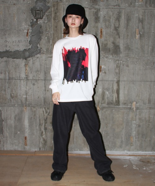 UNIT CHEST（ユニットチェスト）の「【UNIT CHEST】unique unisex long sleeve T-shirt/ユニークユニセックス ロンT OIF designer eggs コラボ  Dejavu by riosegawa（Tシャツ/カットソー・レディース・ホワイト/ブラック・L/M/S）」の8枚目の写真