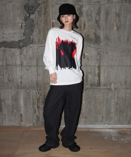 UNIT CHEST（ユニットチェスト）の「【UNIT CHEST】unique unisex long sleeve T-shirt/ユニークユニセックス ロンT OIF designer eggs コラボ  Dejavu by riosegawa（Tシャツ/カットソー・レディース・ホワイト/ブラック・L/M/S）」の9枚目の写真