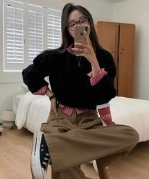 [BELLIDE MADE]  リブラウンドベーシックウールニット
