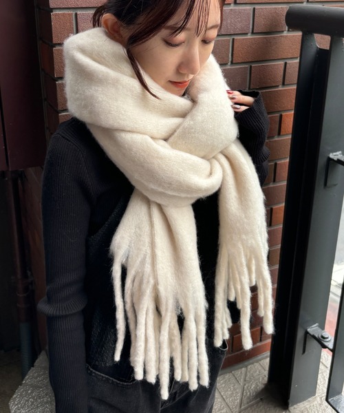 ISOOK / アイスー】ふわふわフリンジマフラー / ボリュームマフラー