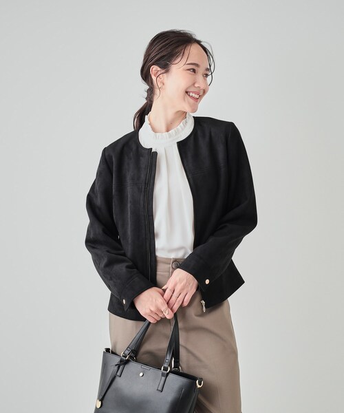 DRESKIP（ドレスキップ）の「◆【高レビュー】大人の高見え やわらかスエード調ジャケット（ブルゾン・レディース・ブラック/ブラウン系/ライトベージュ・02/03/04）」の12枚目の写真