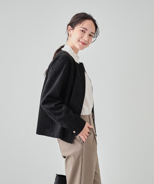 DRESKIP（ドレスキップ）の「◆【高レビュー】大人の高見え やわらかスエード調ジャケット（ブルゾン・レディース・ブラック/ブラウン系/ライトベージュ・02/03/04）」の13枚目の写真