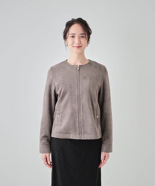 DRESKIP（ドレスキップ）の「◆【高レビュー】大人の高見え やわらかスエード調ジャケット（ブルゾン・レディース・ブラック/ブラウン系/ライトベージュ・02/03/04）」の16枚目の写真