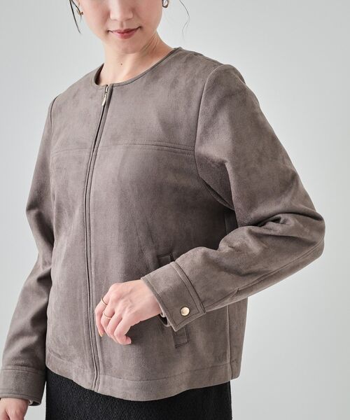 DRESKIP（ドレスキップ）の「◆【高レビュー】大人の高見え やわらかスエード調ジャケット（ブルゾン・レディース・ブラック/ブラウン系/ライトベージュ・02/03/04）」の20枚目の写真