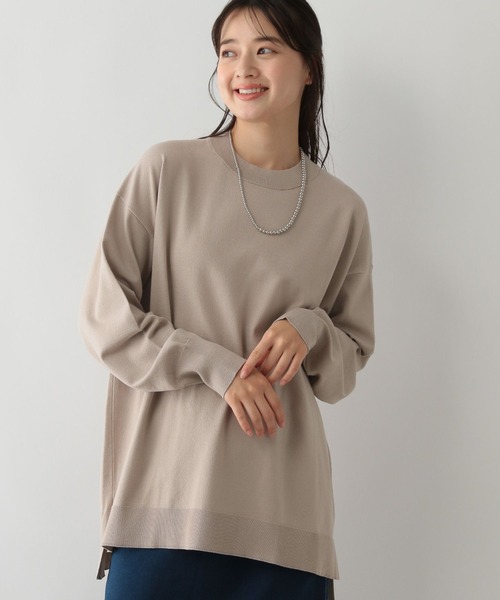 GLOBAL WORK Smile Seed Store（グローバルワーク スマイルシードストア）の「なめらかクループルオーバー/116039（ニット/セーター・レディース・チャコール/ベージュ/杢グレー/ホワイト×ブラック・SMALL/LARGE/X-LARGE/MEDIUM）」の4枚目の写真