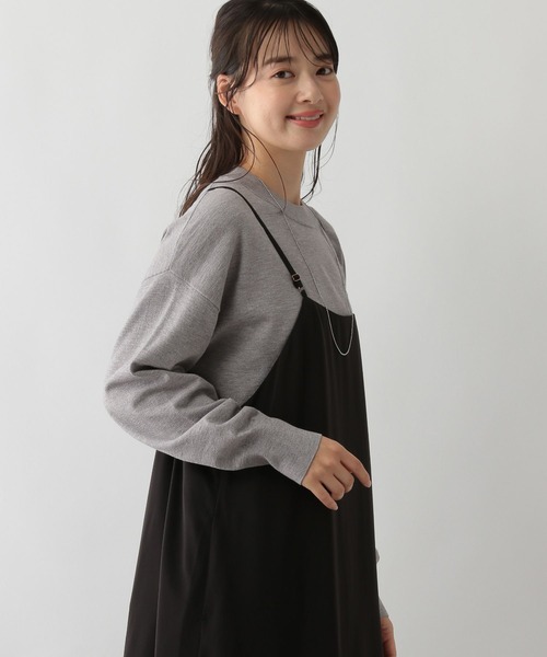 GLOBAL WORK Smile Seed Store（グローバルワーク スマイルシードストア）の「なめらかクループルオーバー/116039（ニット/セーター・レディース・チャコール/ベージュ/杢グレー/ホワイト×ブラック・SMALL/LARGE/X-LARGE/MEDIUM）」の12枚目の写真