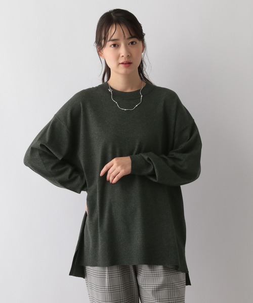 GLOBAL WORK Smile Seed Store（グローバルワーク スマイルシードストア）の「なめらかクループルオーバー/116039（ニット/セーター・レディース・チャコール/ベージュ/杢グレー/ホワイト×ブラック・SMALL/LARGE/X-LARGE/MEDIUM）」の15枚目の写真