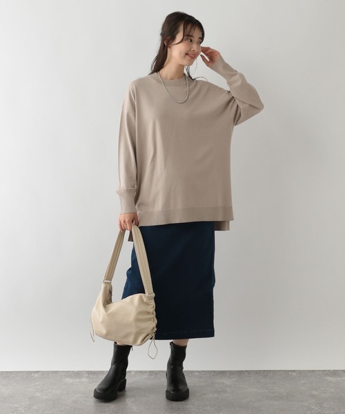 GLOBAL WORK Smile Seed Store（グローバルワーク スマイルシードストア）の「なめらかクループルオーバー/116039（ニット/セーター・レディース・チャコール/ベージュ/杢グレー/ホワイト×ブラック・SMALL/LARGE/X-LARGE/MEDIUM）」の19枚目の写真