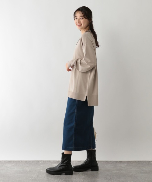 GLOBAL WORK Smile Seed Store（グローバルワーク スマイルシードストア）の「なめらかクループルオーバー/116039（ニット/セーター・レディース・チャコール/ベージュ/杢グレー/ホワイト×ブラック・SMALL/LARGE/X-LARGE/MEDIUM）」の20枚目の写真