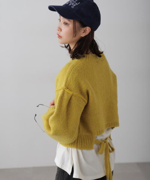 FREE'S MART（フリーズマート）の「◆バックリボンショート丈ニット（ニット/セーター・レディース・グレー/イエロー/ピンク/ブルー/グリーン・FREE）」の4枚目の写真