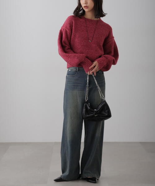 FREE'S MART（フリーズマート）の「◆バックリボンショート丈ニット（ニット/セーター・レディース・グレー/イエロー/ピンク/ブルー/グリーン・FREE）」の12枚目の写真