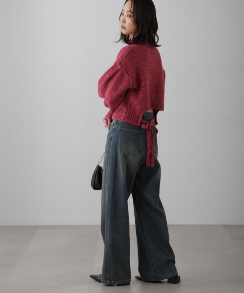 FREE'S MART（フリーズマート）の「◆バックリボンショート丈ニット（ニット/セーター・レディース・グレー/イエロー/ピンク/ブルー/グリーン・FREE）」の10枚目の写真