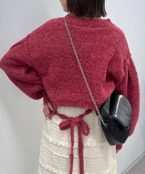 FREE'S MART（フリーズマート）の「◆バックリボンショート丈ニット（ニット/セーター・レディース・グレー/イエロー/ピンク/ブルー/グリーン・FREE）」の7枚目の写真