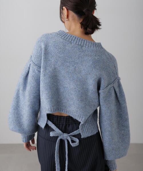 FREE'S MART（フリーズマート）の「◆バックリボンショート丈ニット（ニット/セーター・レディース・グレー/イエロー/ピンク/ブルー/グリーン・FREE）」の3枚目の写真