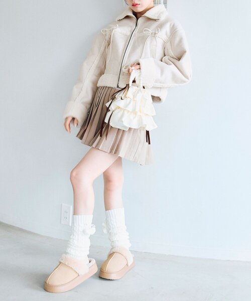 OLIVE des OLIVE(オリーブデオリーブ)の「フェイクムートンダブルリボンブルゾン(ブルゾン・レディース・モカ/アイボリー/ブラック系その他・FREE)」の20枚目の写真