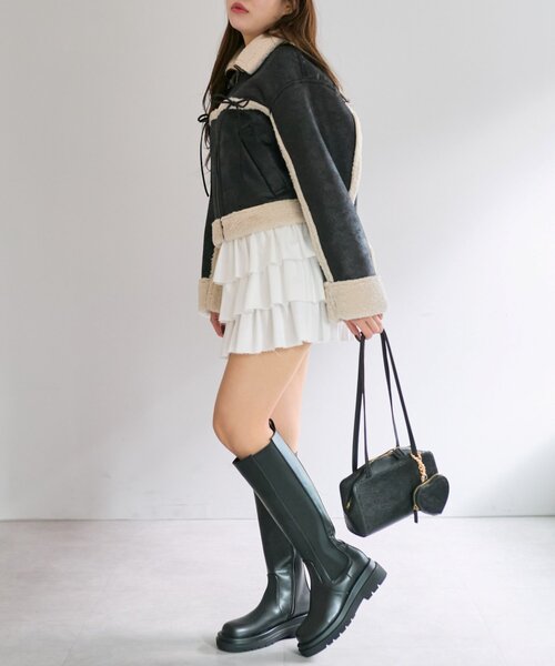 OLIVE des OLIVE(オリーブデオリーブ)の「フェイクムートンダブルリボンブルゾン(ブルゾン・レディース・モカ/アイボリー/ブラック系その他・FREE)」の10枚目の写真