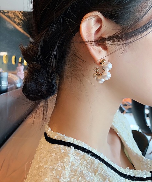 Lace Ladies(レースレディース)の「メニー パール リング デザイン ピアス(ピアス(両耳用)・レディース・ホワイト・FREE)」の9枚目の写真