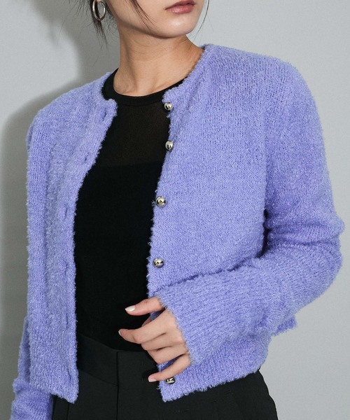 近年モデル✨アダムエロペ 洗える アウターライクカーディガン 希少カラー ブルー ADAM ET ROPE'（アダムエロペ）の「【洗える】アウターライク