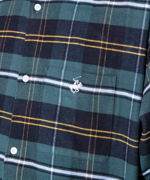 BEVERLY HILLS POLO CLUB（ビバリーヒルズポロクラブ）の「【BEVERLY HILLS POLO CLUB】ワンポイント刺繍 チェック ネルシャツ（シャツ/ブラウス・メンズ・グリーン/ベージュ/ブラウン/ブルー・M/L）」の14枚目の写真