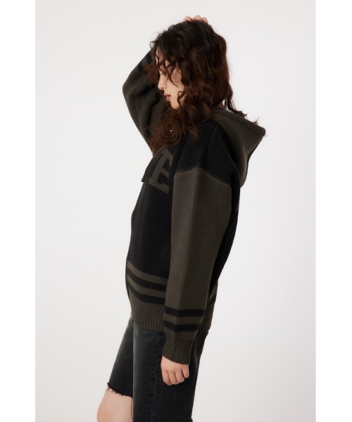 RODEO CROWNS WIDE BOWL（ロデオクラウンズワイドボウル）の「カレッジニットジップアップパーカー（ブルゾン・レディース・グリーン系その他2/ブラウン系その他/ブラック系その他・FREE）」の6枚目の写真