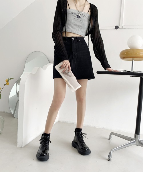 Lace Ladies(レースレディース)の「サイド チェーン ラウンド レースアップ ショート ブーツ(ブーツ・レディース・ブラック系1/ブラック系2・22.5cm/23cm/23.5cm/24cm/24.5cm)」の8枚目の写真