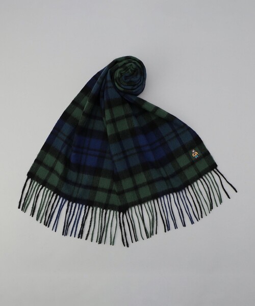 coen（コーエン）の「ベア刺繍ウールチェックマフラー（マフラー・メンズ・ダークグリーン/ベージュ/ダークグレー・FREE）」の10枚目の写真