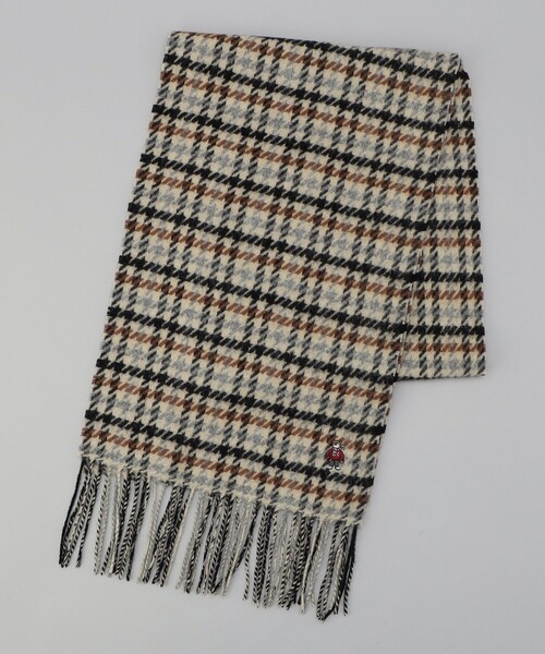 coen（コーエン）の「ベア刺繍ウールチェックマフラー（マフラー・メンズ・ダークグリーン/ベージュ/ダークグレー・FREE）」の8枚目の写真