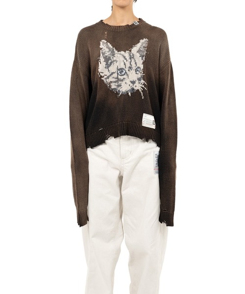 Maison MIHARA YASUHIRO(メゾンミハラヤスヒロ)の「Cat Jacquard Knit Sweater(ニット/セーター・レディース・ブラック・36/38)」の2枚目の写真