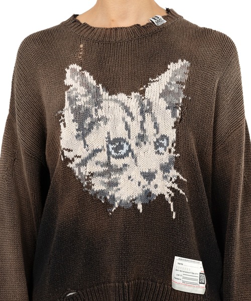 Maison MIHARA YASUHIRO(メゾンミハラヤスヒロ)の「Cat Jacquard Knit Sweater(ニット/セーター・レディース・ブラック・36/38)」の6枚目の写真