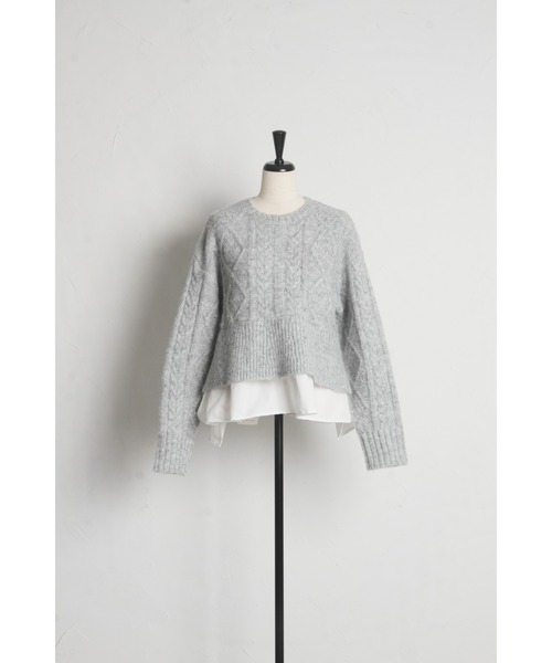裾ペプラムドッキングケーブルニット（ニット/セーター
