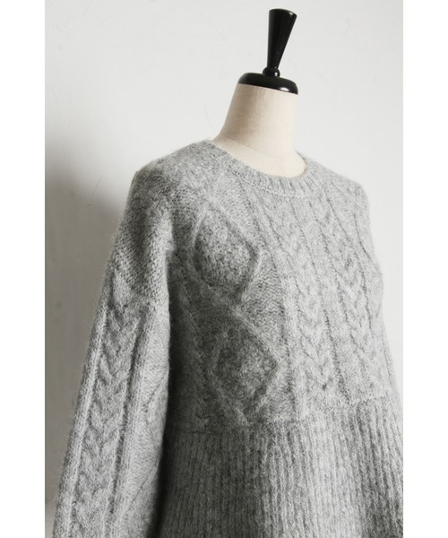 裾ペプラムドッキングケーブルニット（ニット/セーター