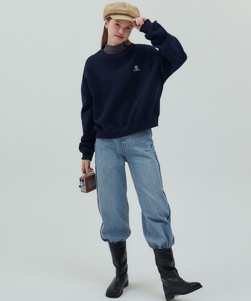 .KOM(ドットコム)の「A'GEM/9 × .kom 『muah muah/ムーアムーア』 FLEECE REGULAR SWEATSHIRTS/フリース裏起毛レギュラースウェット(スウェット・レディース・ネイビー/ライトグレー/ブラウン/ブラック・FREE)」の11枚目の写真