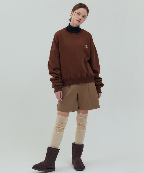 .KOM(ドットコム)の「A'GEM/9 × .kom 『muah muah/ムーアムーア』 FLEECE REGULAR SWEATSHIRTS/フリース裏起毛レギュラースウェット(スウェット・レディース・ネイビー/ライトグレー/ブラウン/ブラック・FREE)」の7枚目の写真